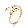 Ion Plating(IP) 201 Stainless Steel Moon & Star Finger Ring RJEW-J051-28G-1