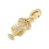Brass Micro Pave Clear Cubic Zirconia Sea Animals European Dangle Charms KK-Z143-02G-04-2