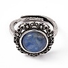 Flower Natural Kyanite Adjustable Rings RJEW-E067-08AS-02-2