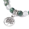 Natural Tree Agate Round Bead Stretch Bracelets BJEW-JB09872-01-2