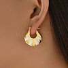 Fashionable Delicate Simple Color Block Fan-shaped 201 Stainless Steel Hoop Earrings for Women LW7077-4-1