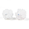 Polymer Clay Rhinestone Beads with Embossed Resin Roses RESI-T059-04A-1