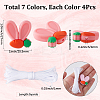 28Pcs Rabbit Ears with Carrot Food Grade Eco-Friendly Silicone Focal Beads with 5Yards Nylon Thread SIL-SC0002-46-2
