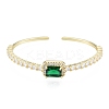 Cubic Zirconia Rectangle Open Cuff Bangle BJEW-G651-05G-02-1