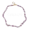 Natural Lepidolite/Purple Mica Stone Chip Beaded Necklace NJEW-JN04616-04-4