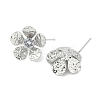 Flower Brass Micro Pave Cubic Zirconia Stud Earring Findings KK-M326-08P-2
