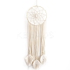 Woven Net/Web with Feather Cotton Macrame Wall Hanging PW-WG73356-01-1