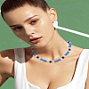 1Pc Polymer Clay Rhinestone Round Beaded Stretch Necklaces for Men NJEW-LP0009-37-1