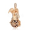 Golden Plated Brass Hollow Round Cage Pendants KK-J249-08G-2