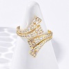 Brass Micro Pave Clear Cubic Zirconia Cuff Rings for Women RJEW-U043-11G-2