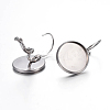 Tarnish Resistant 304 Stainless Steel Leverback Earring Settings X-STAS-F191-03P-14mm-2