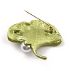 Leaf Alloy Brooch with Resin Pearl JEWB-O009-05-2