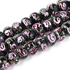Handmade Lampwork Inner Flower Rondelle Beads Strands LAMP-T022-24M-4