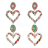 2 Pairs 2 Colors Rhinestone Hollow Out Heart Dangle Stud Earrings EJEW-FI0001-13-1