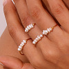 Nuggets Stainless Steel & Natural Freshwater Pearl Beads Finger Rings WG1BE4A-03-4