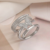 2Pcs Brass Micro Pave Cubic Zirconia Cuff Rings PW-WG0BADE-02-1