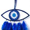 Handmade Evil Eye Woven Net/Web with Feather Wall Hanging Decoration HJEW-K035-05-3