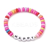 5Pcs 5 Styles Handmade Polymer Clay Beaded Stretch Bracelets BJEW-JB10470-3