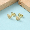 Heart Brass Micro Pave Clear Cubic Zirconia Stud Earrings EJEW-Z144-11G-2