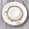 Brass Enamel Round Beads Charm Bracelets for Women BJEW-D317-11C-PG-1