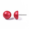 Pearlized Half Round Schima Wood Earrings for Girl Women EJEW-N048-001-11-3