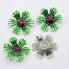 Antique Silver Plated Alloy Enamel Flower Pendants LS-ENAM-N021-04-3