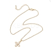 Flower Brass Pave Clear Cubic Zirconia Pendant Necklaces NJEW-JN05286-4