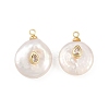Brass Micro Pave Cubic Zirconia with Natural Pearl Pendants KK-Z146-07B-01-1