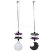2Pcs 2 Styles Natural Larvikite & Howlite & Amethyst Double Terminated Point Pendant Decoration HJEW-FH00213-1