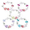 5Pcs 5 Colors Rondelle Electroplate Glass Beaded Stretch Bracelet Sets BJEW-JB10109-S-1