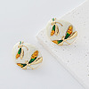 304 Stainless Steel Enamel Stud Earrings for Women FA1255-5-1