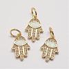 Brass Cubic Zirconia Charms ZIRC-P036-14-G01-RS-2