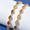 Teardrop Brass Pave Cubic Zirconia Link Chain Bracelets for Women BJEW-P385-06G-3