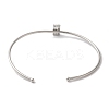 Rack Plating Brass Micro Pave Clear Cubic Zirconia Letter Open Cuff Bangles BJEW-A018-01P-E-3