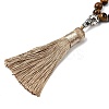 Natural Tiger Eye Mala Prayer Round Beaded Wrap Necklaces with Long Tassel and Metal Tree of Life FS-WG93CBE-04-3