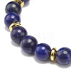 Natural Lapis Lazuli(Dyed) Rectangle Beaded Stretch Bracelet BJEW-JB08982-02-5