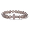 Natural Grey Agate Round Beads Stretch Bracelets YG0612-5-1