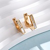 304 Stainless Steel Clear Cubic Zirconia Trapezoid Hoop Earrings EJEW-D331-17G-4