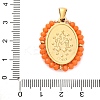 Ion Plating(IP) 304 Stainless Steel Faceted Rondelle Grass Wrapped Oval Pendants STAS-Z100-04G-07-3