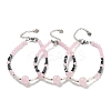 Natural Mixed Stone Round & Synthetic Non-magnetic Hematite & White Shell Beaded Bracelets for Women BJEW-K251-02-2