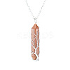 Synthetic Goldstone Double Terminal Pointed Faceted Bullet Copper Wire Wrapped Tree of Life Pendant Alloy Chain Necklaces FS-WG07FDC-12-1