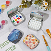 4Pcs 4 Colors Frosted Printed Tinplate Trinket Storage Boxes with Hinged Lid CON-AR0001-14-4