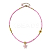Glass Seed Beads & Flower Handmade Lampwork Beaded Necklaces NJEW-MZ00065-01-4