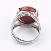 Adjustable Natural Red Jasper Finger Rings RJEW-F075-01N-3