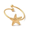 Ion Plating (IP) 304 Stainless Steel Starfish Open Cuff Rings for Women RJEW-M167-08A-G-2