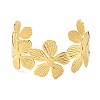 Flower 304 Stainless Steel Open Cuff Bangles for Women BJEW-M313-05G-2