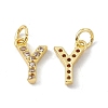 Real 18K Gold Plated Brass Micro Pave Clear Cubic Zirconia Charms KK-E068-VB452-Y-1