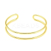 Rack Plating Brass Double Lines Cuff Bangles for Women BJEW-M304-01G-2