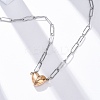 304 Stainless Steel Double-Sided Magnetic Heart Pendant Paperclip Chain Necklaces LS-NJEW-U028-02RG-1