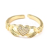 Brass Micro Pave Cubic Zirconia Cuff Rings RJEW-K233-56G-1